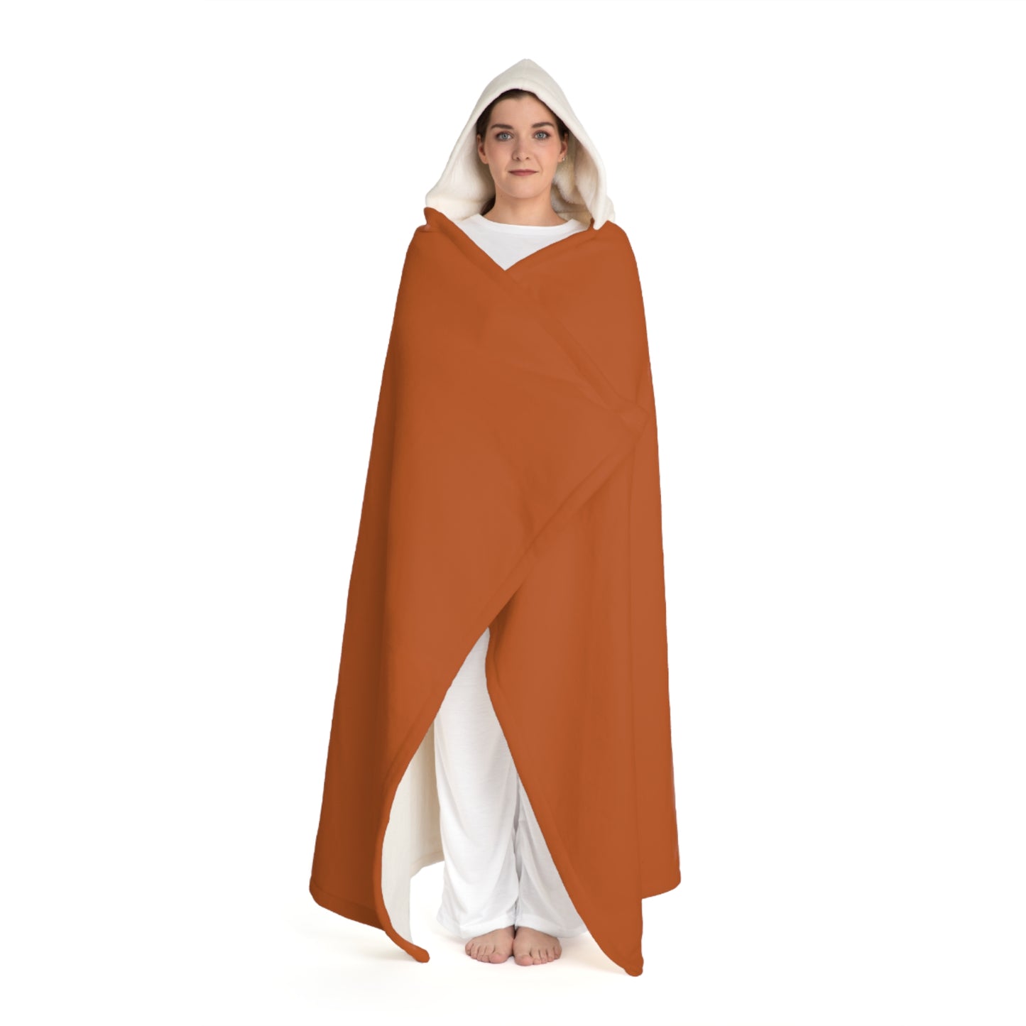 Fire Orange Hooded Sherpa Fleece Blanket