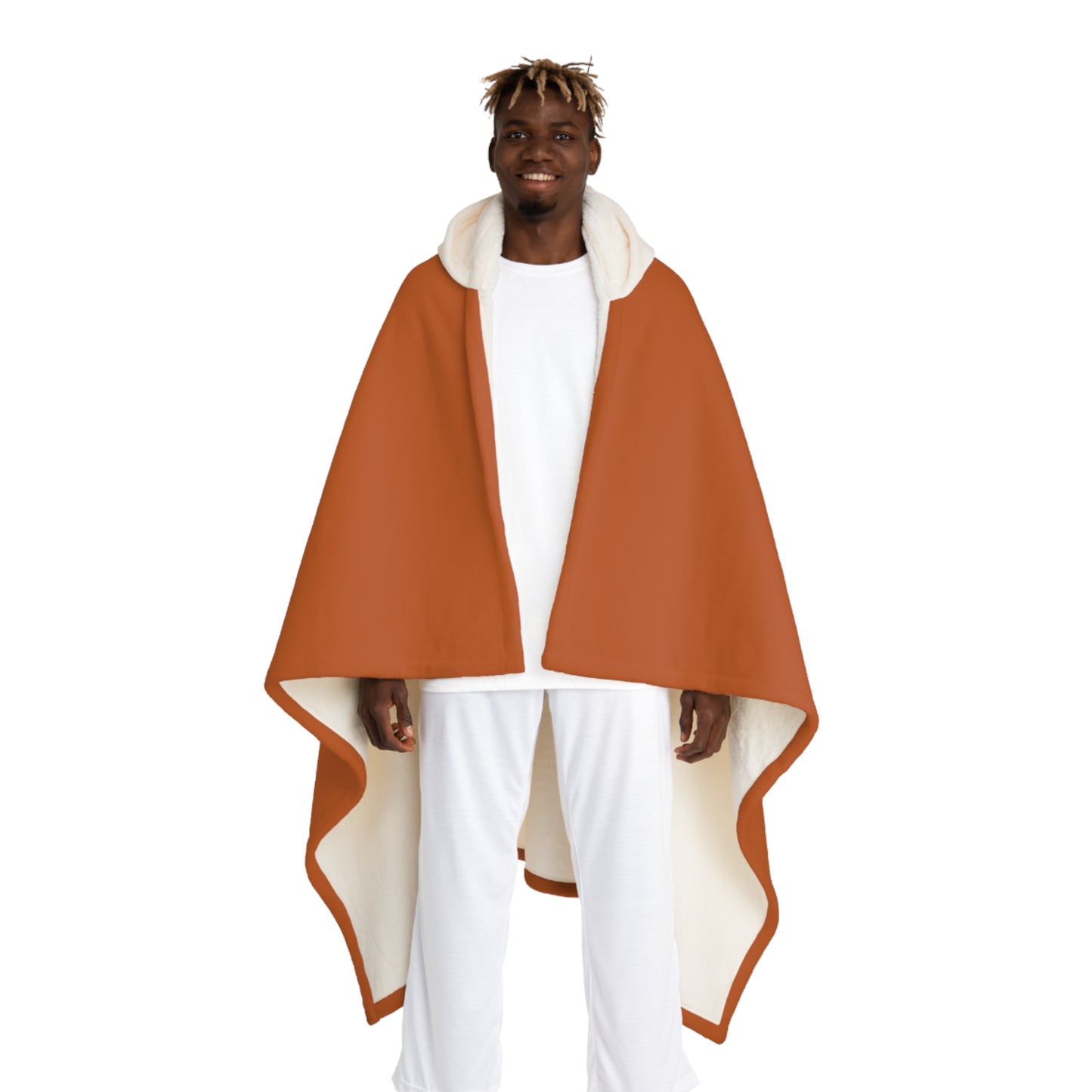 Fire Orange Hooded Sherpa Fleece Blanket