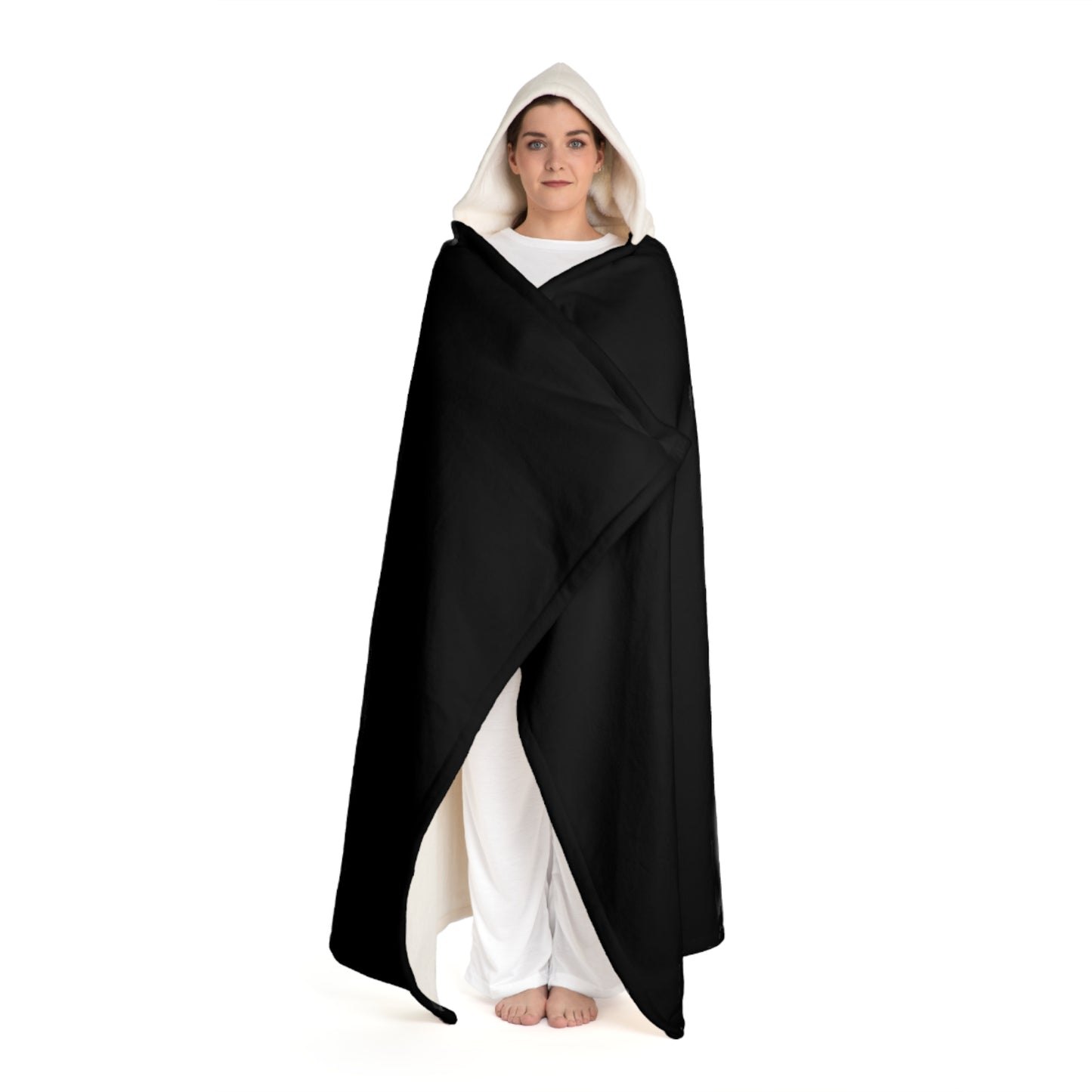 Space Black Hooded Sherpa Fleece Blanket