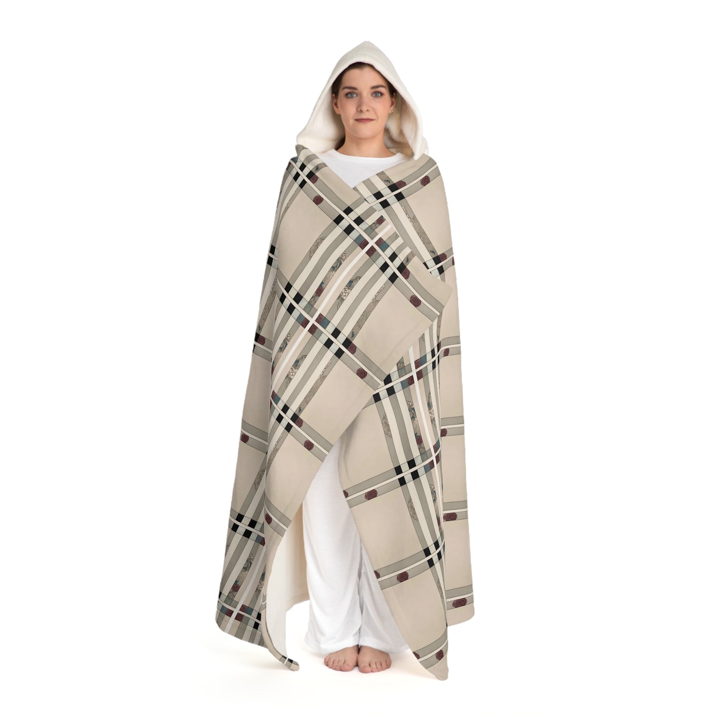Silent Rose Hooded Sherpa Fleece Blanket