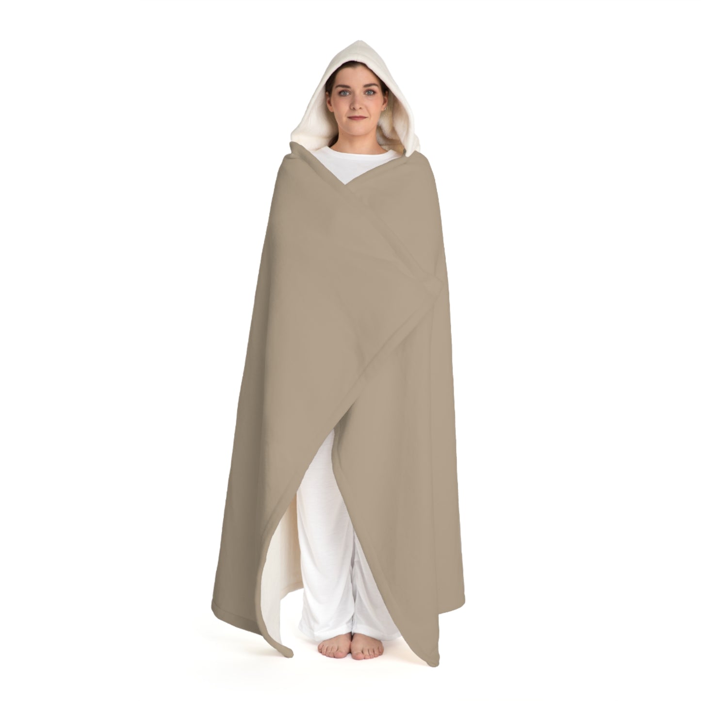 Rustic Taupe Hooded Sherpa Fleece Blanket