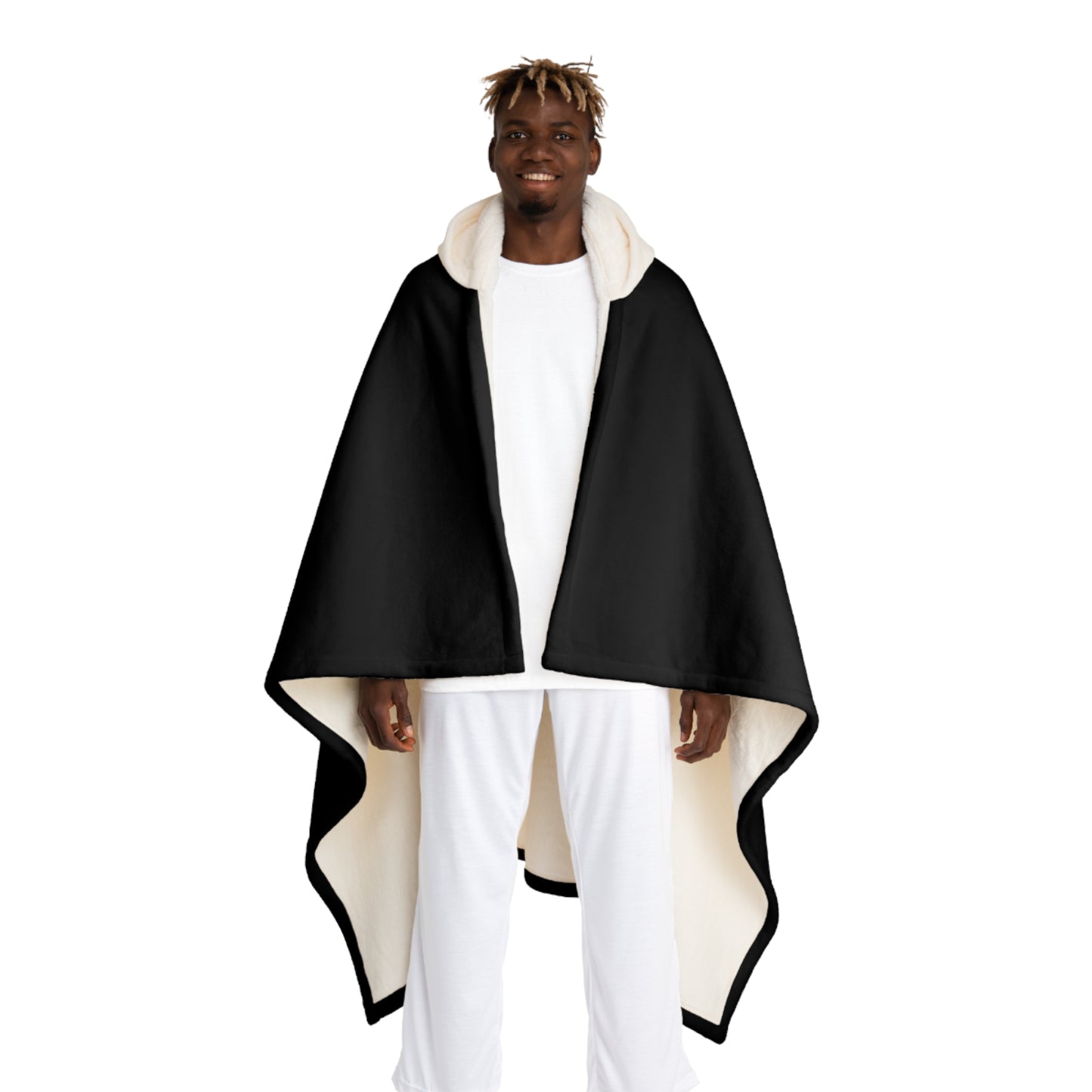 Space Black Hooded Sherpa Fleece Blanket
