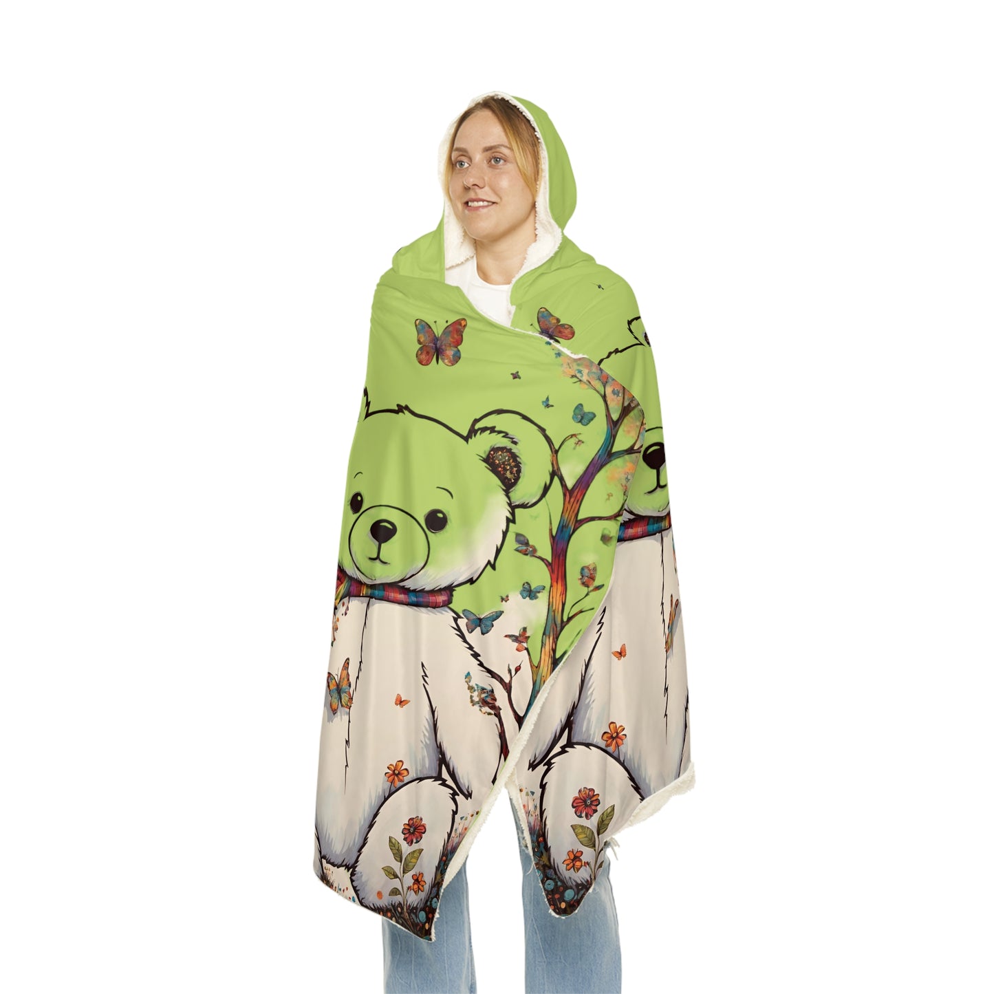 Fall Bear Lime Snuggle Blanket