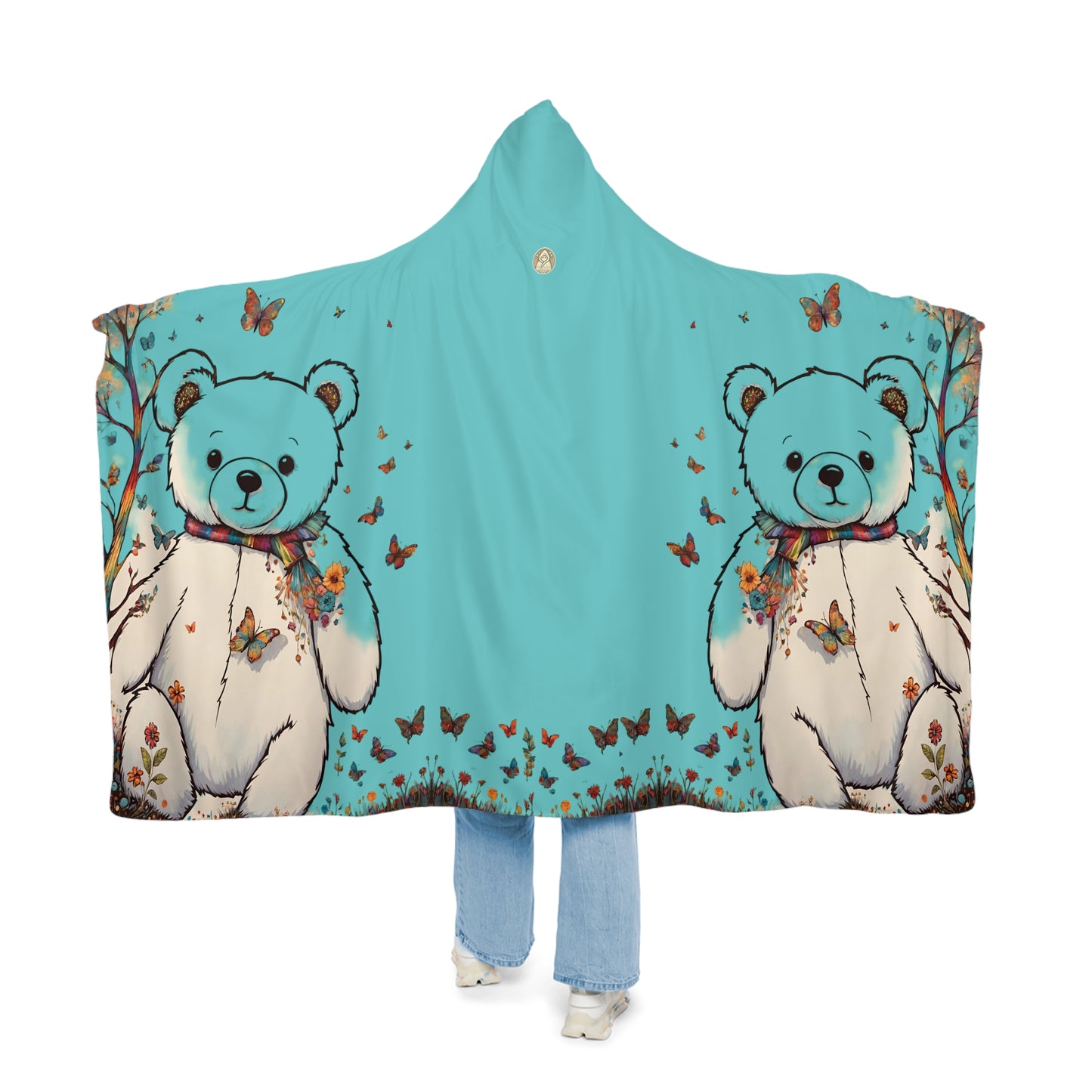 Fall Bear Turquoise Snuggle Blanket