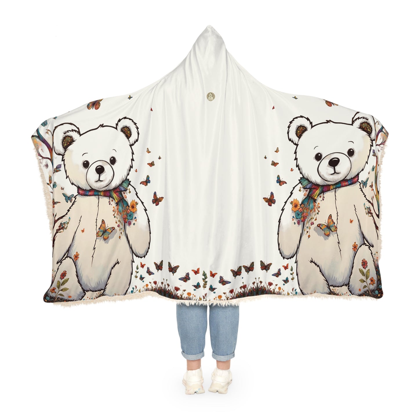 Fall Bear White Snuggle Blanket