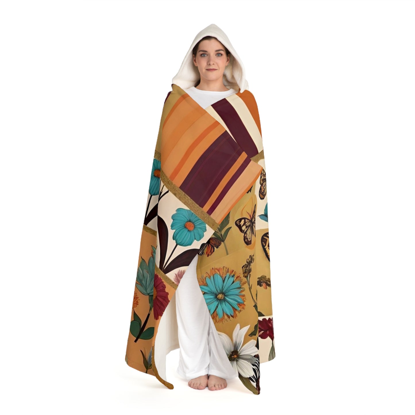 Butterfly Collection Hooded Sherpa Fleece Blanket