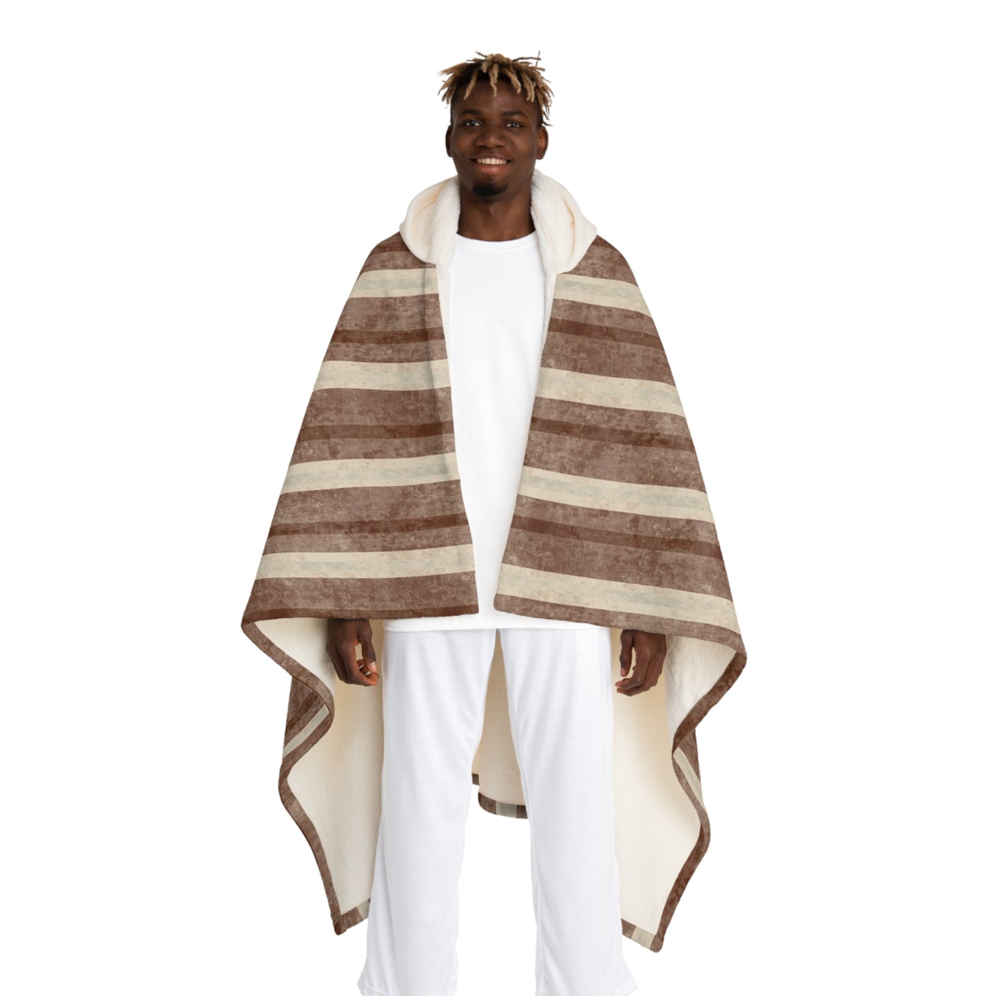 Marthas Vineyard Brown Hooded Sherpa Fleece Blanket