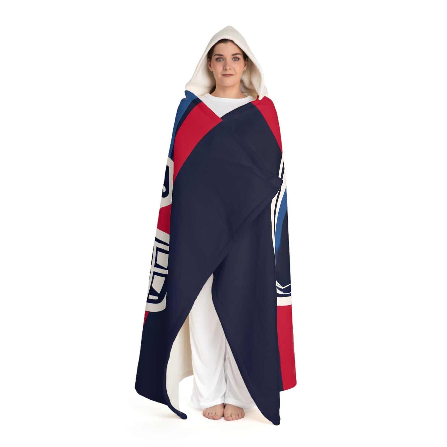 New England Hooded Sherpa Fleece Blanket