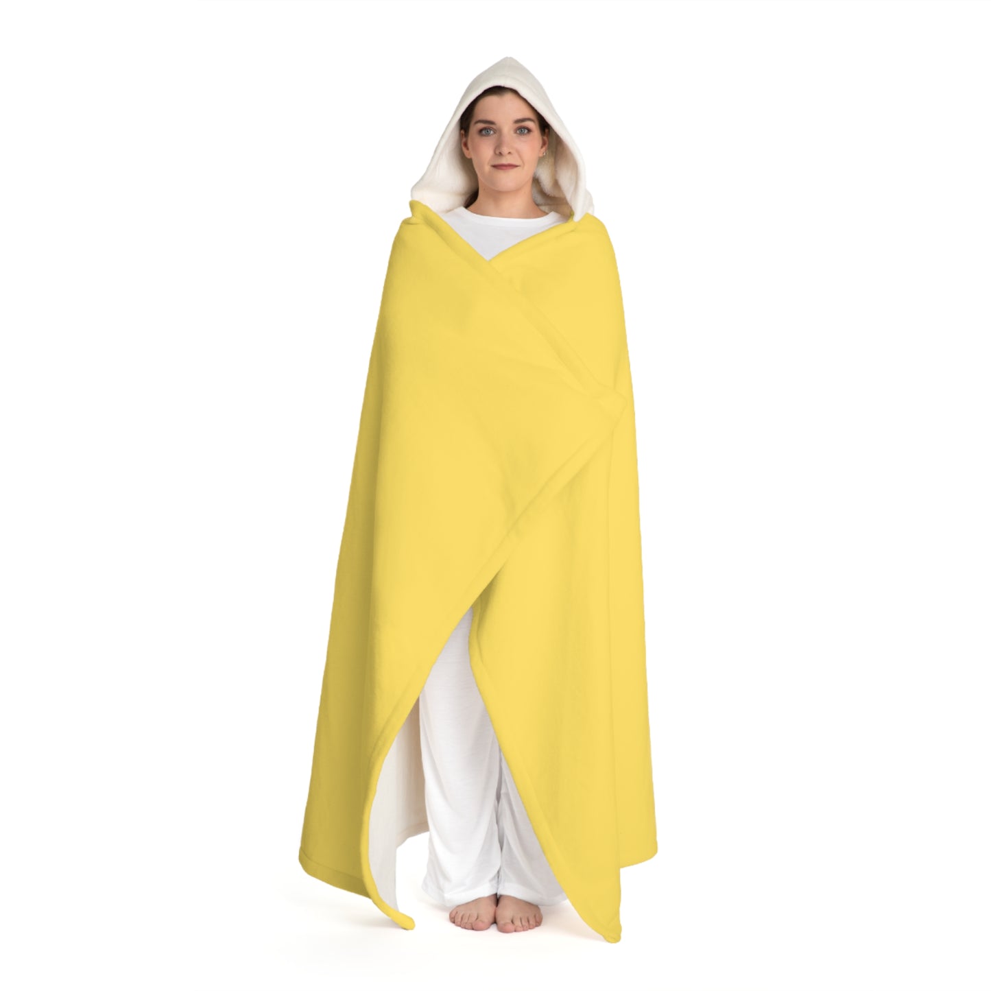 Daisy Yellow Hooded Sherpa Fleece Blanket