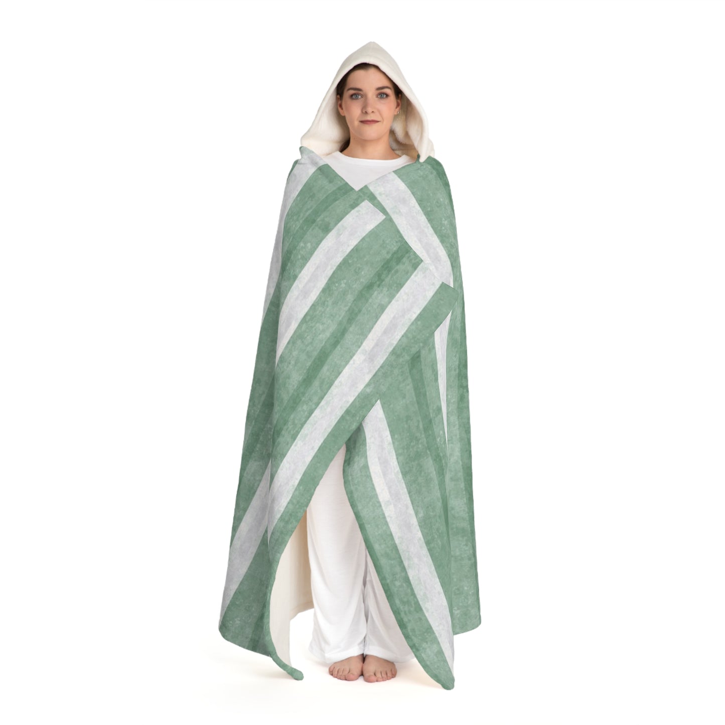 Marthas Vineyard Green Hooded Sherpa Fleece Blanket