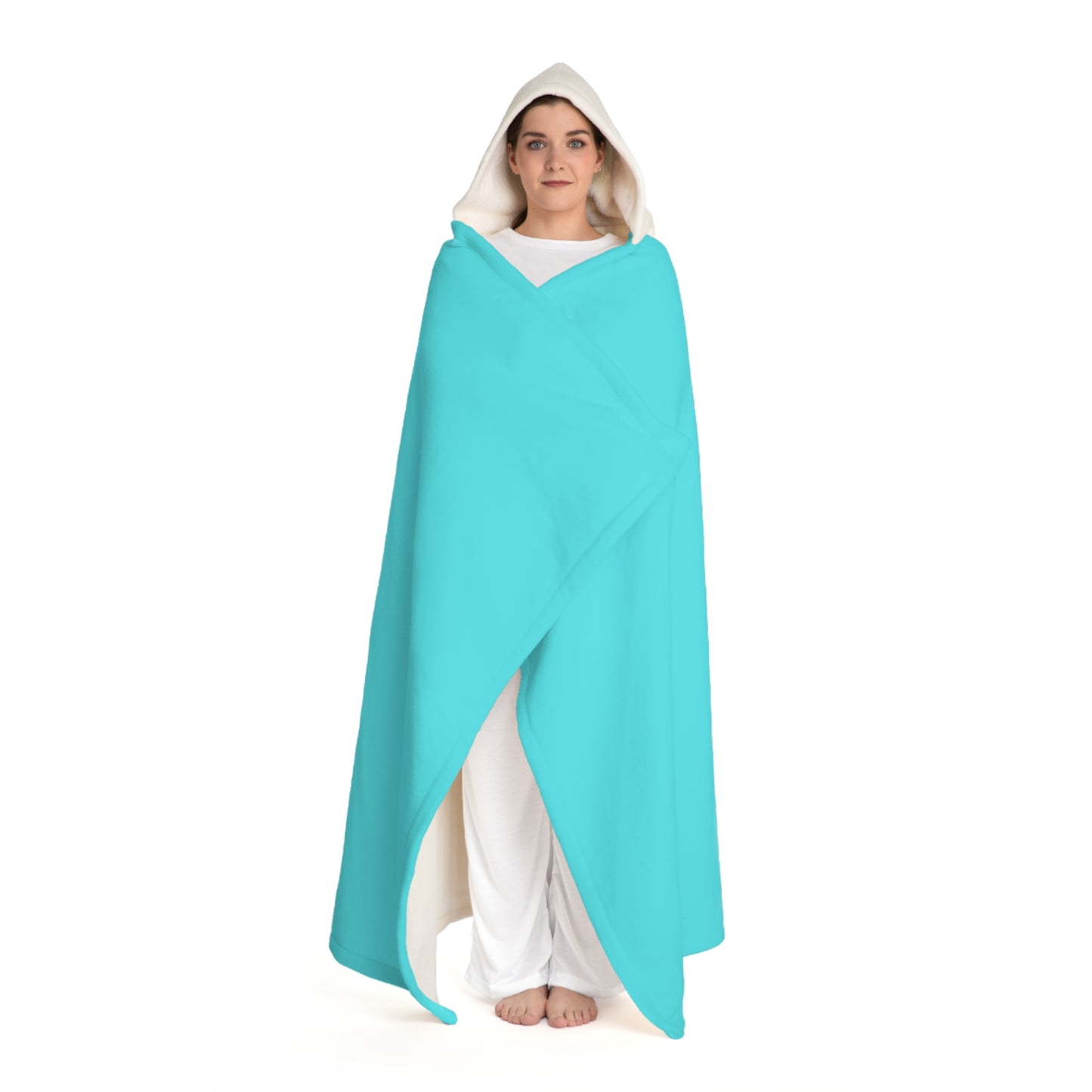 Caribbean Aqua Hooded Sherpa Fleece Blanket