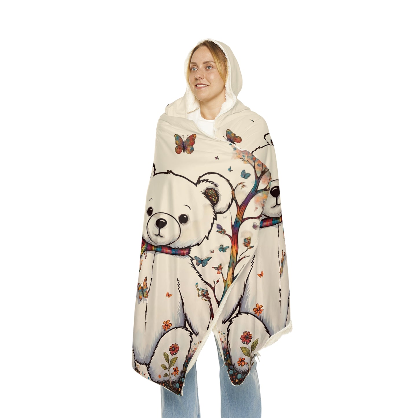 Fall Bear Cream Snuggle Blanket