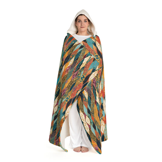 Coat of Many Colors Hooded Sherpa Fleece Blanket