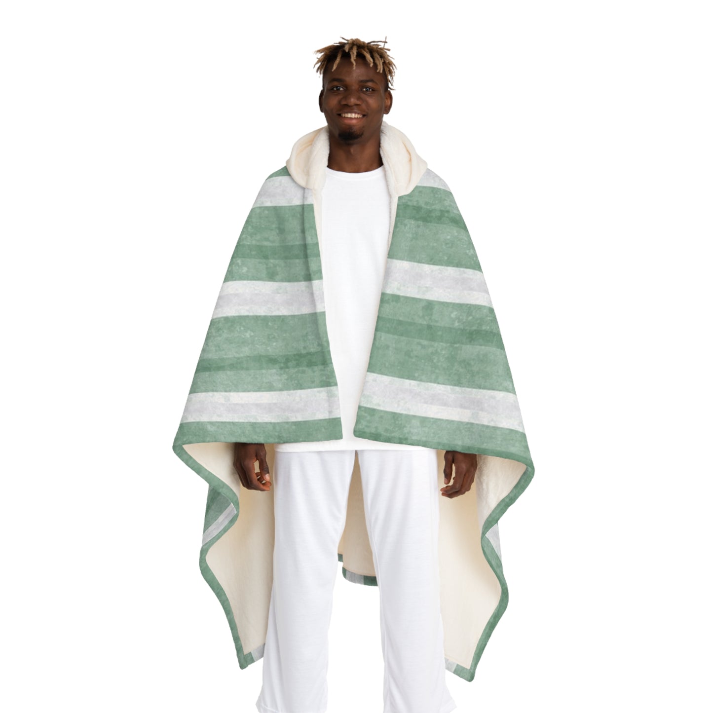 Marthas Vineyard Green Hooded Sherpa Fleece Blanket