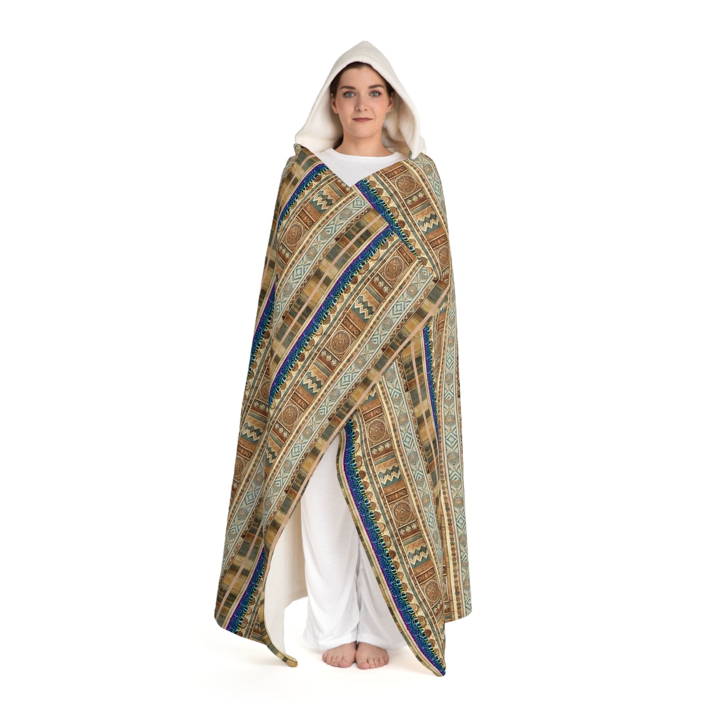 Grandmas Quilt Hooded Sherpa Fleece Blanket