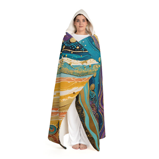 Liquid Peace Hooded Sherpa Fleece Blanket