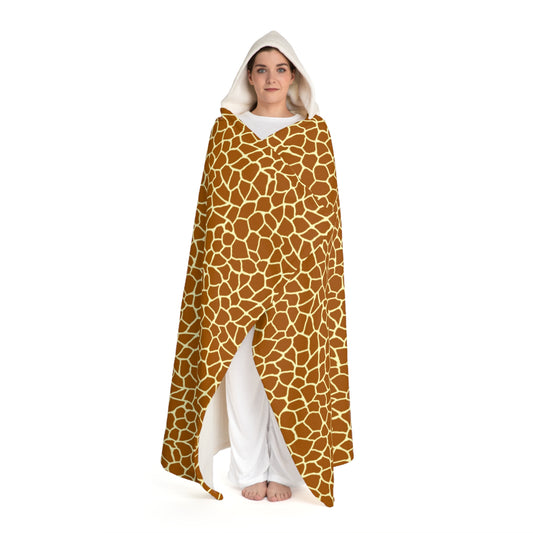 Giraffe Sunset Hooded Sherpa Fleece Blanket