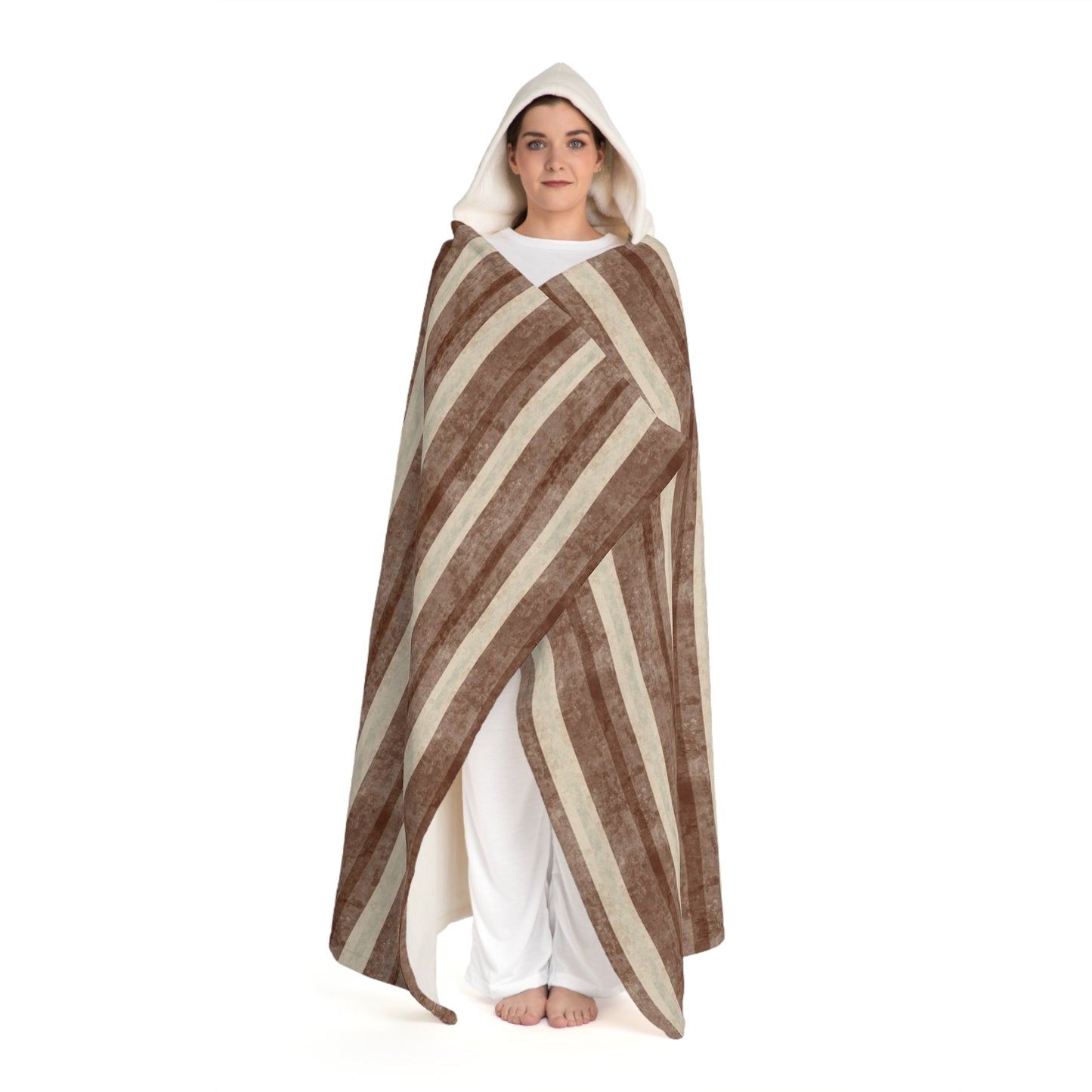 Marthas Vineyard Brown Hooded Sherpa Fleece Blanket