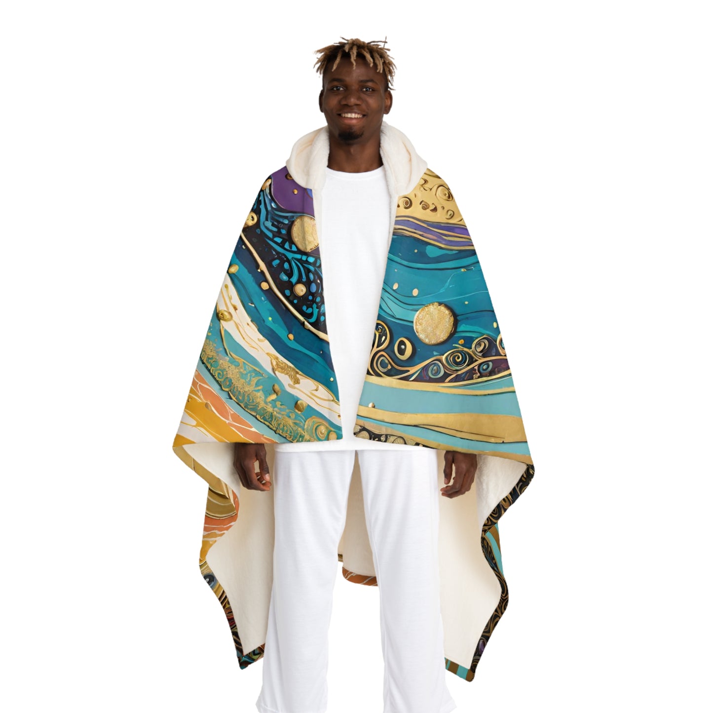 Liquid Peace Hooded Sherpa Fleece Blanket