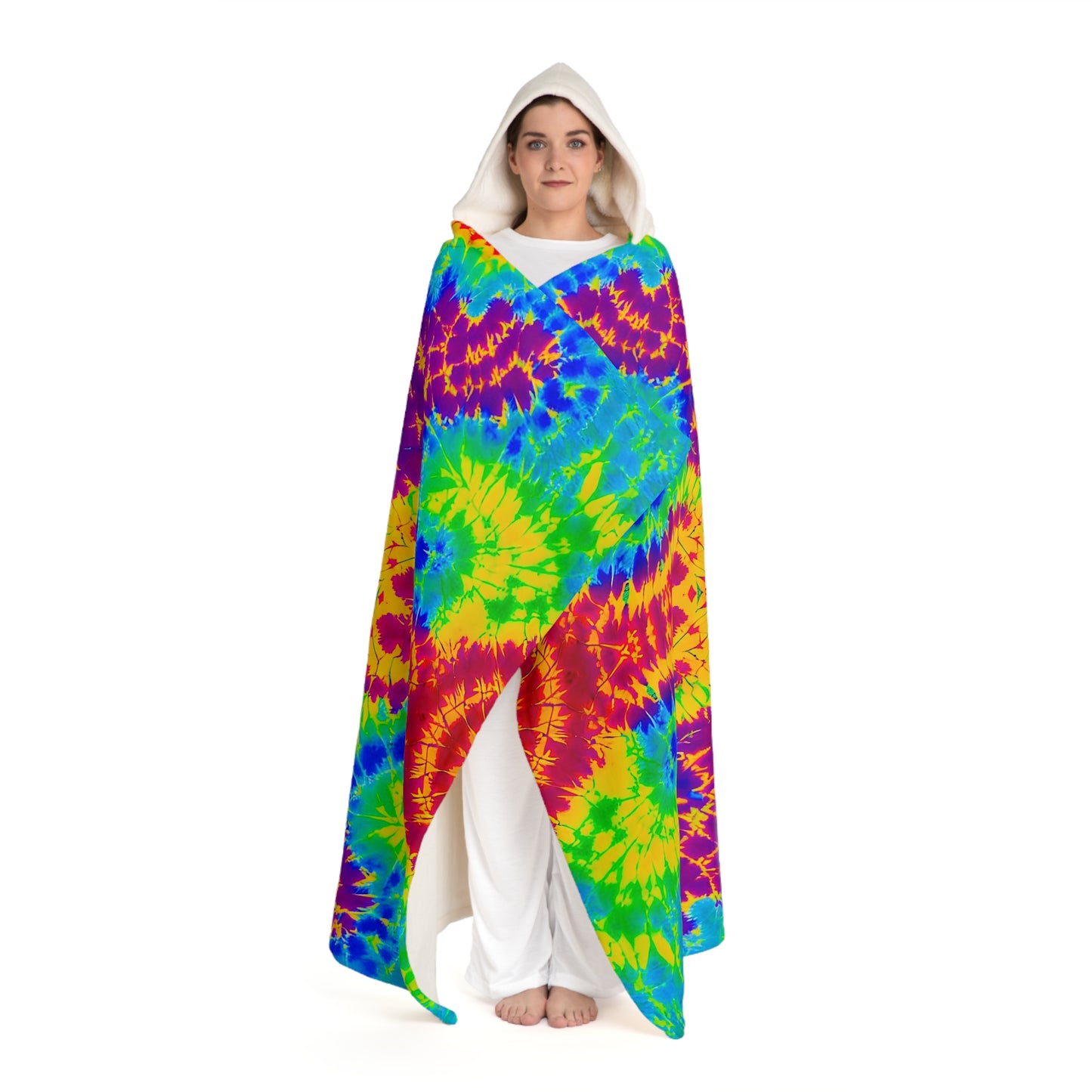 Electric Color Hooded Sherpa Fleece Blanket