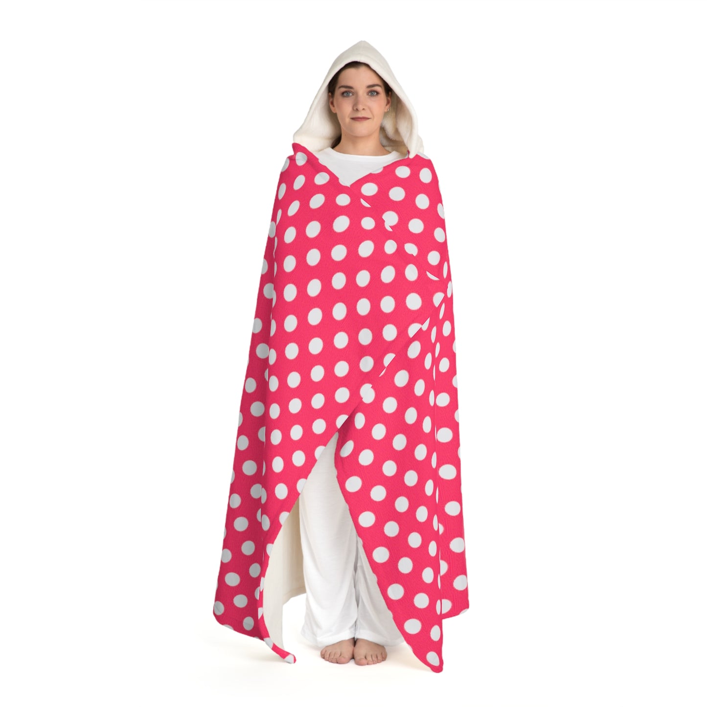 Bubble Gum Dots Hooded Sherpa Fleece Blanket