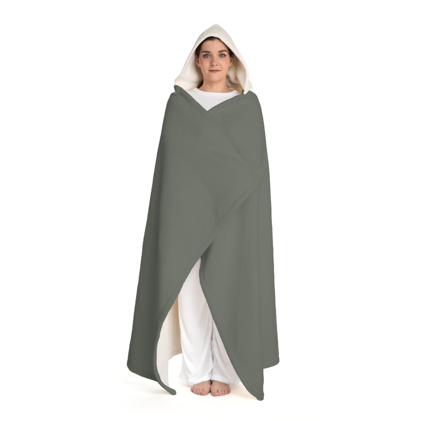 Frosted Green Hooded Sherpa Fleece Blanket