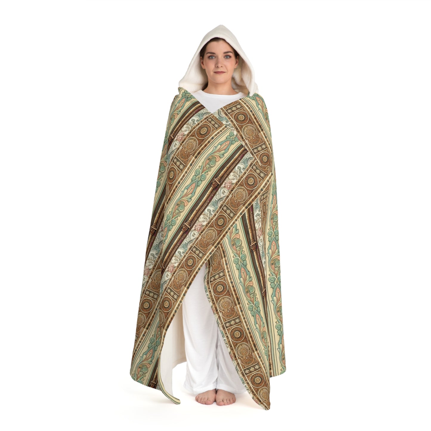 Victorian Shield Hooded Sherpa Fleece Blanket