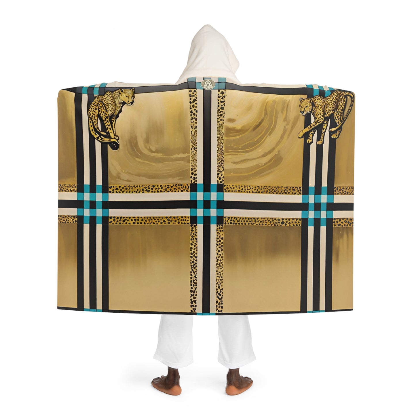 Cheetah Hunt Hooded Sherpa Fleece Blanket