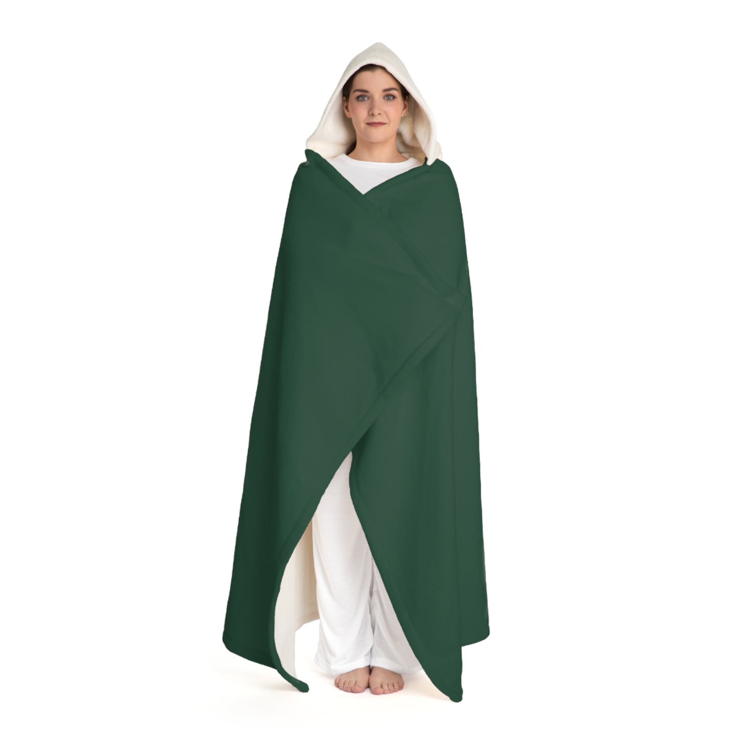 Fall Green Hooded Sherpa Fleece Blanket