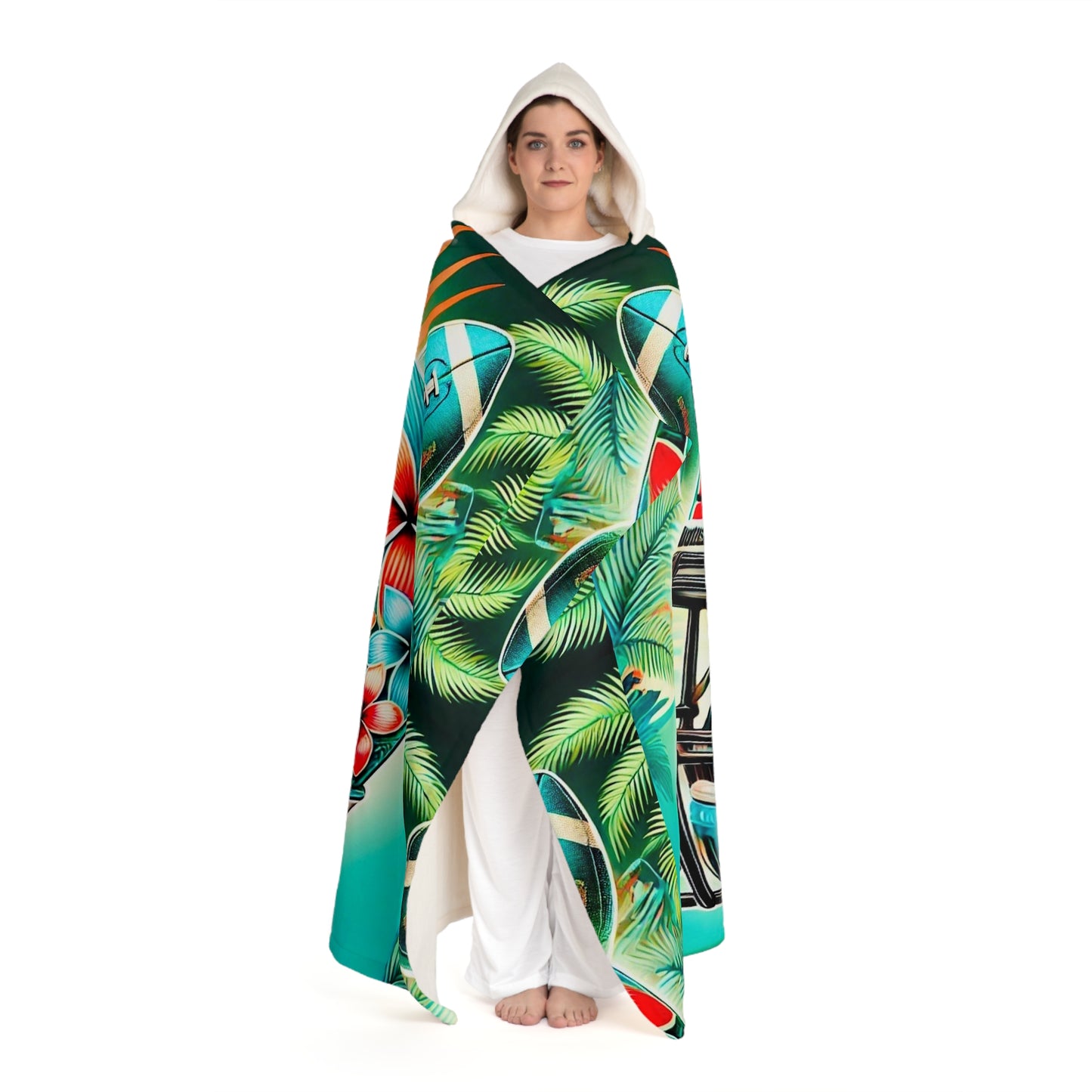 Hawaii Hooded Sherpa Fleece Blanket