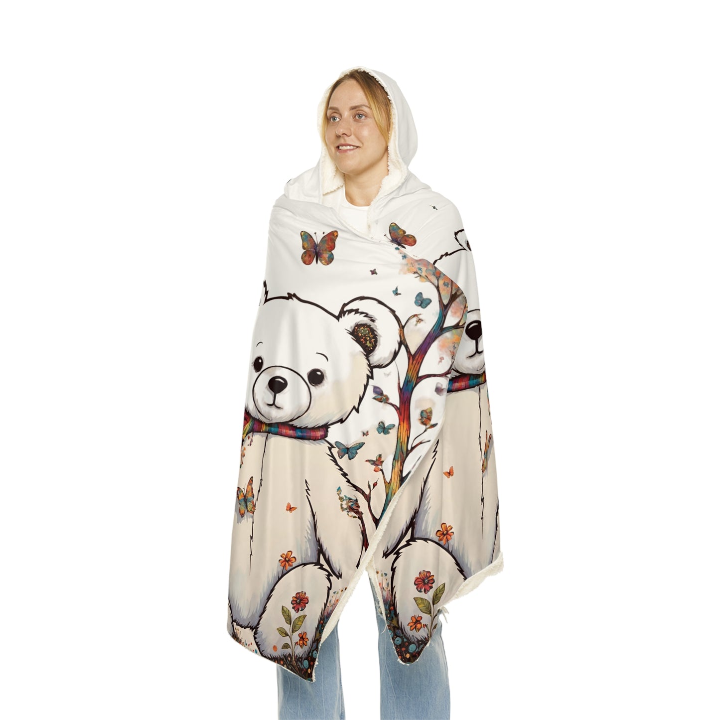 Fall Bear White Snuggle Blanket