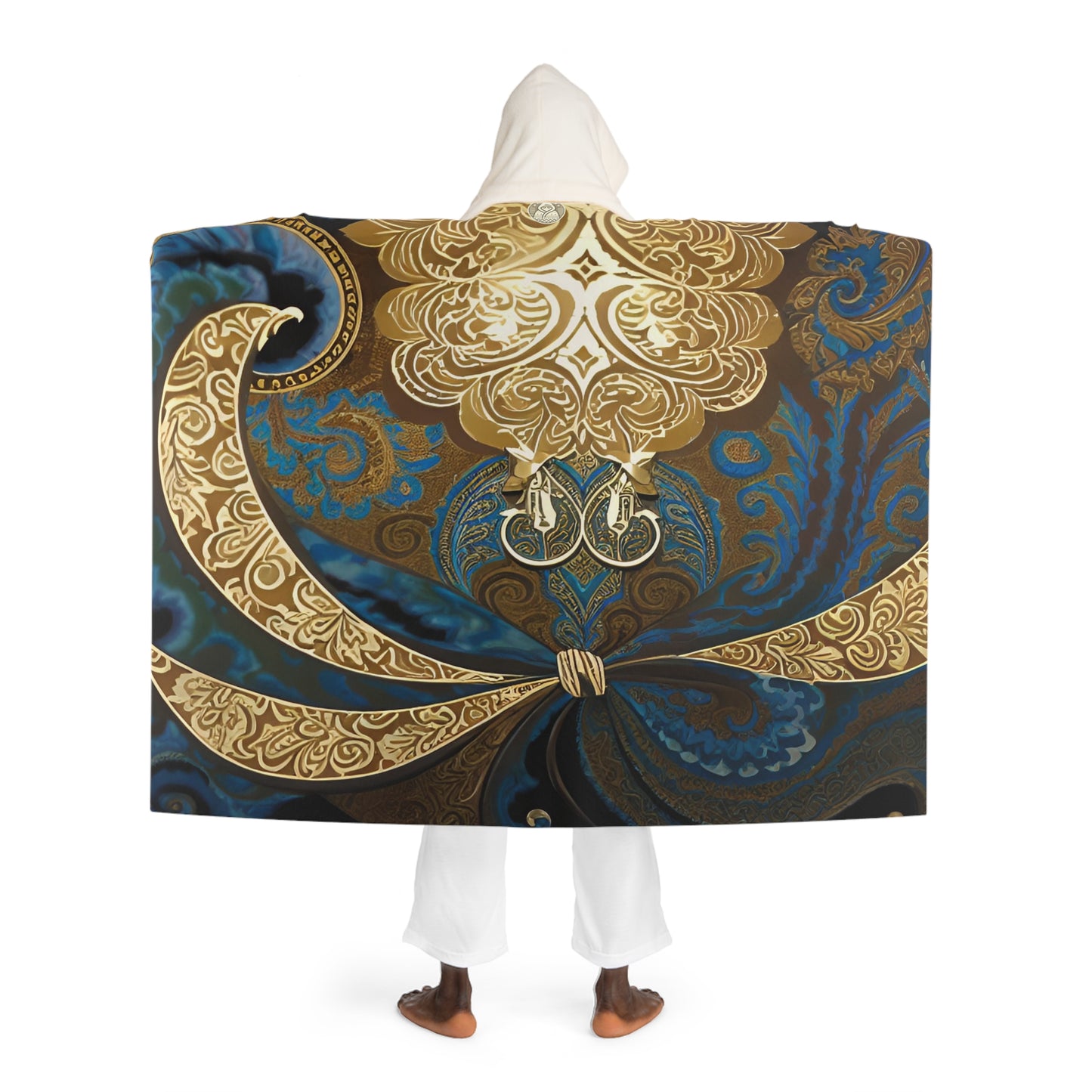 Hand Art Hooded Sherpa Fleece Blanket