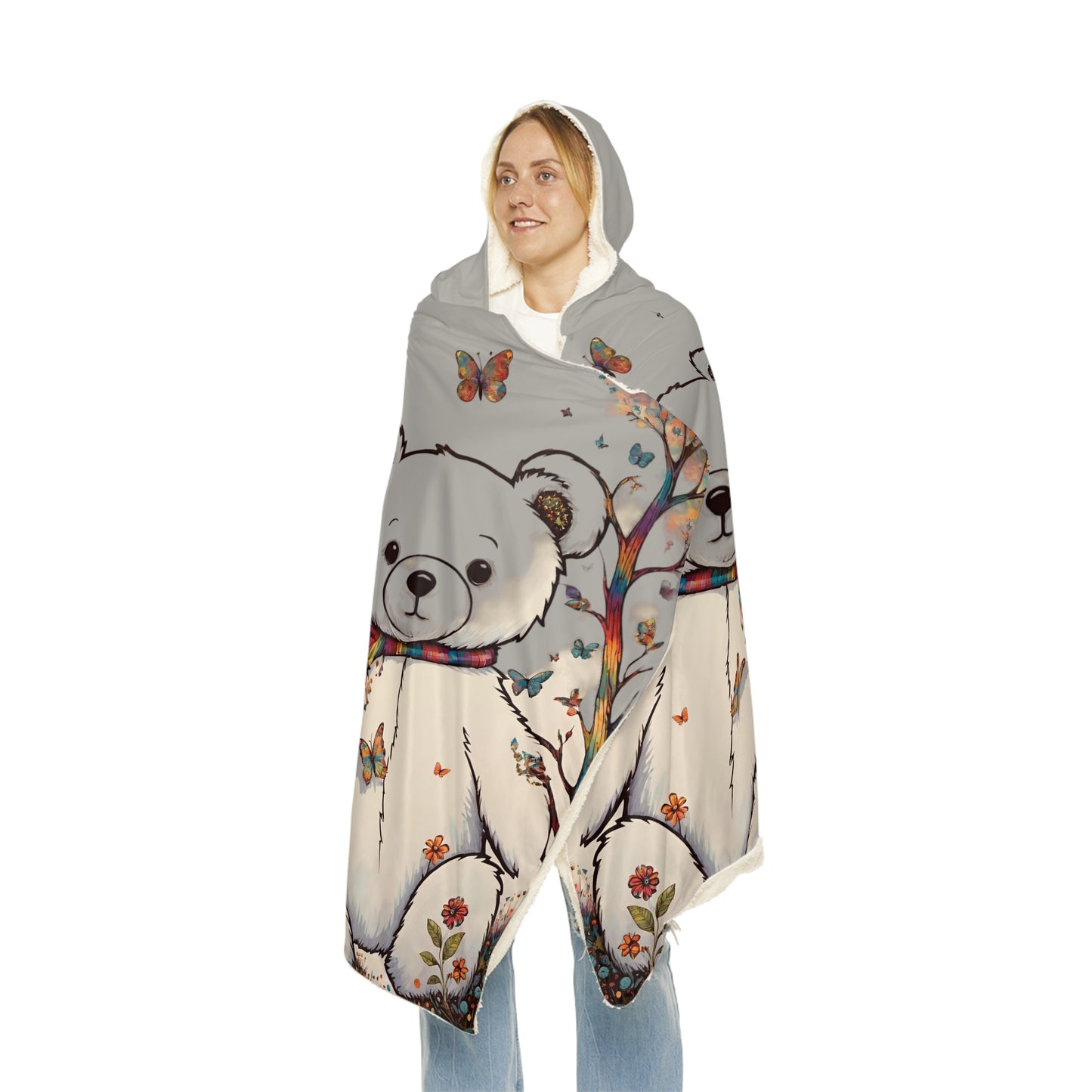 Fall Bear Grey Snuggle Blanket