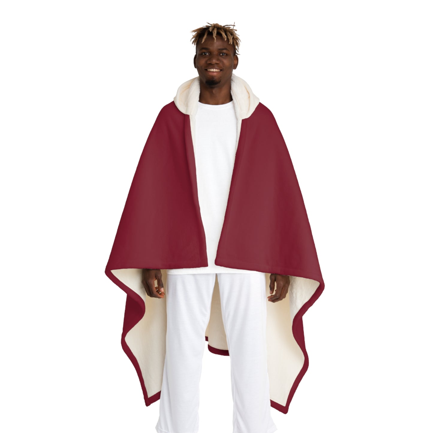 Boss Burgundy Hooded Sherpa Fleece Blanket