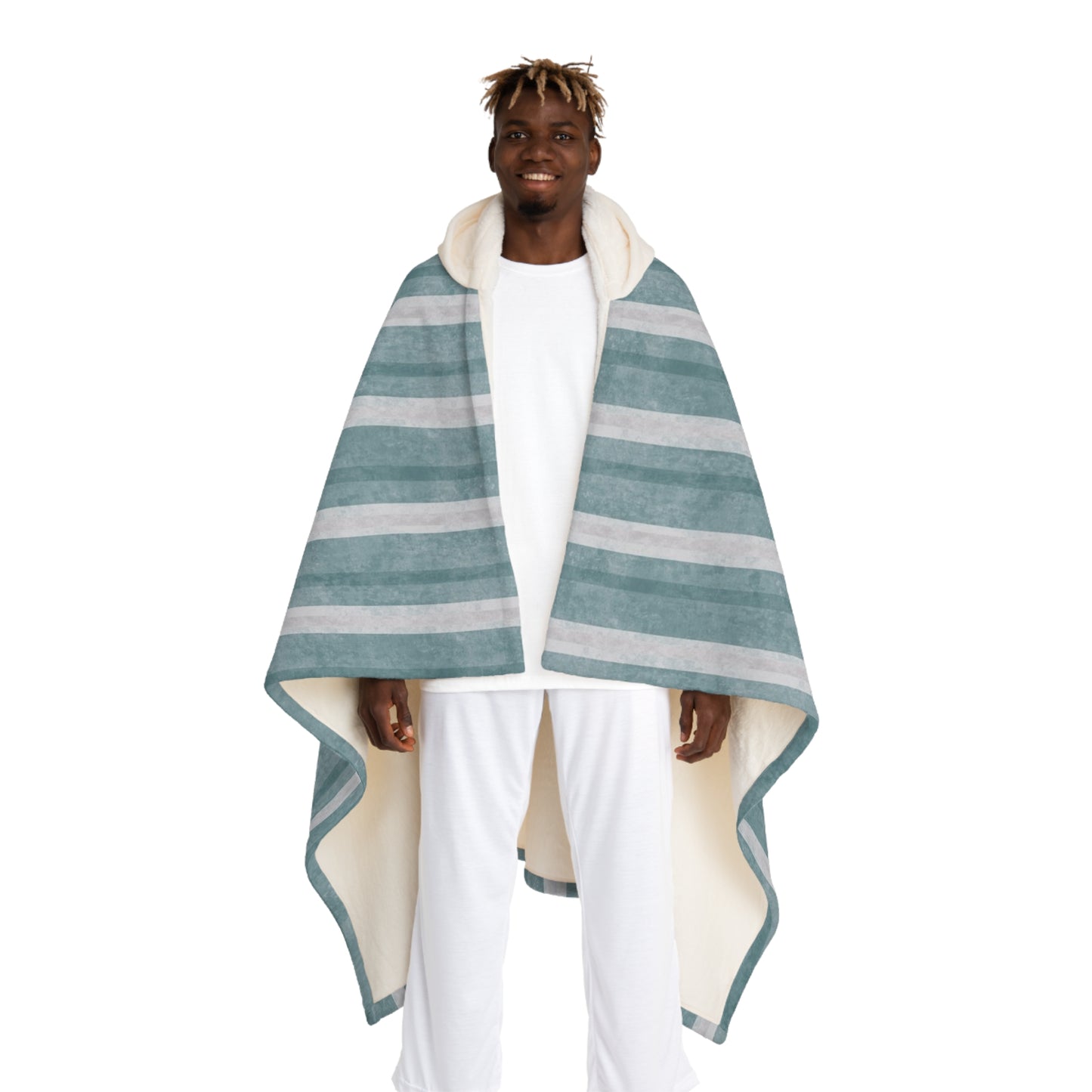 Marthas Vineyard Teal Hooded Sherpa Fleece Blanket