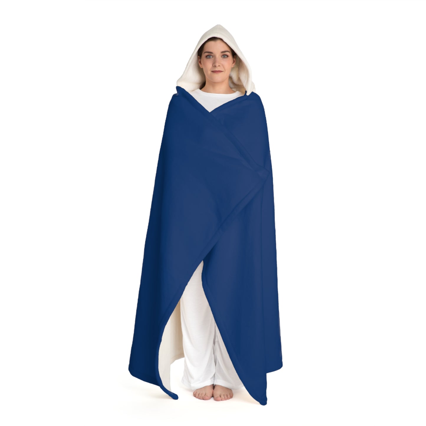 Blue Lux Hooded Sherpa Fleece Blanket