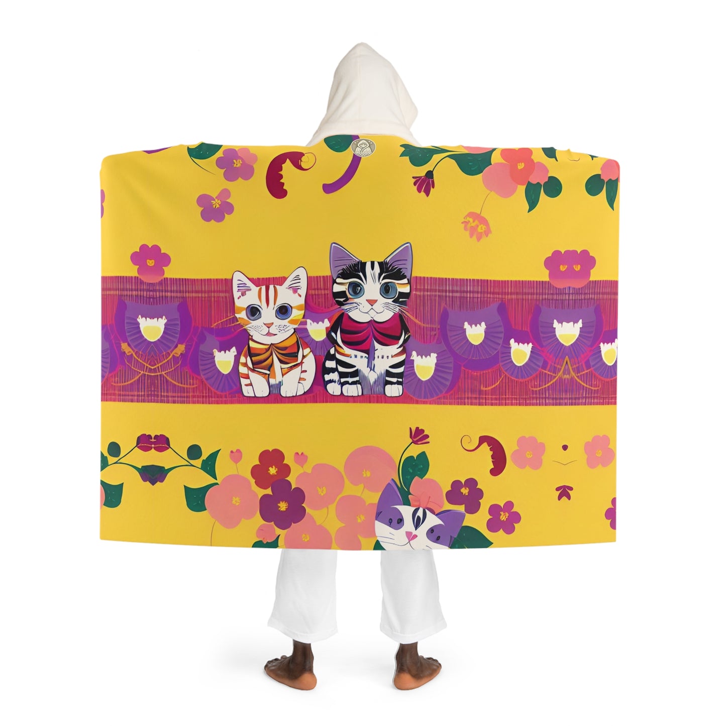 Kitty n Cat Hooded Sherpa Fleece Blanket