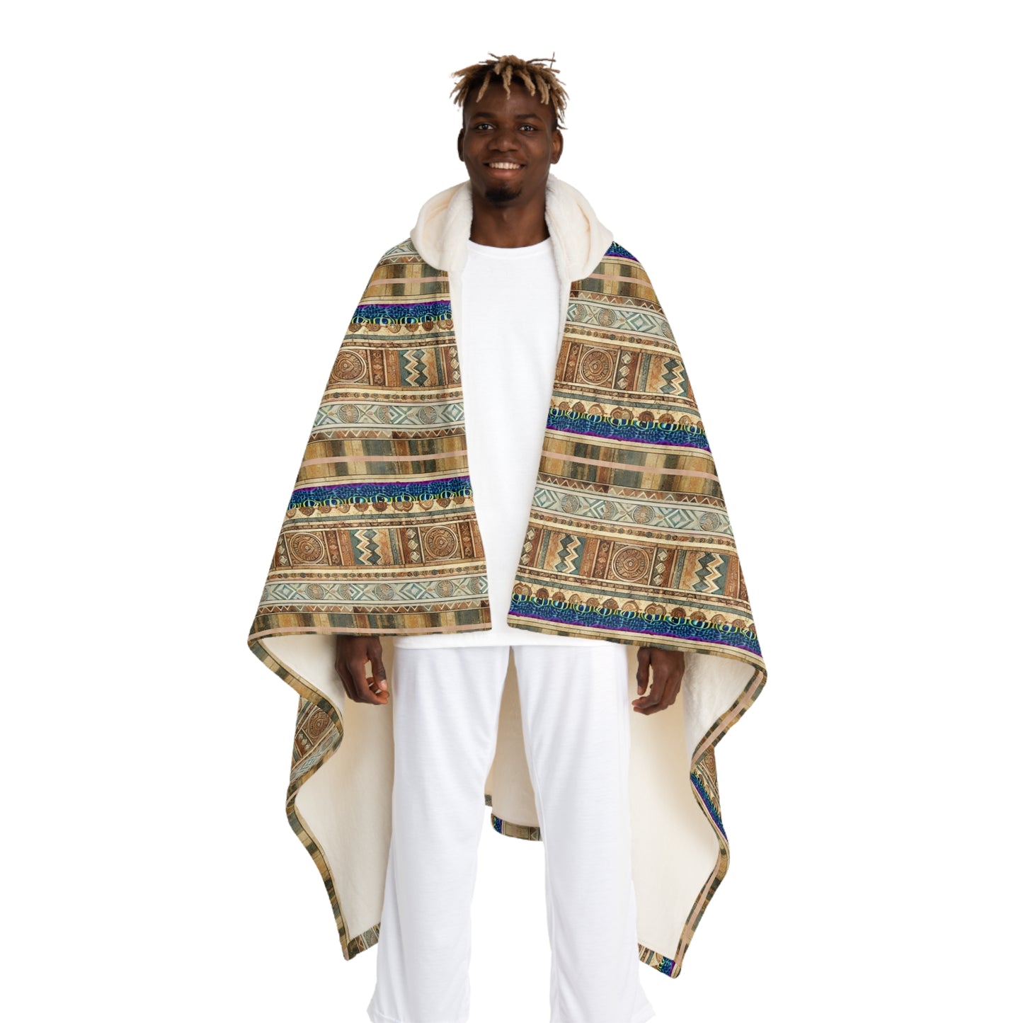 Grandmas Quilt Hooded Sherpa Fleece Blanket