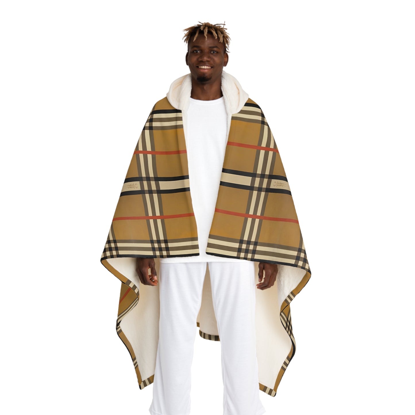 Revised Plaid Hooded Sherpa Fleece Blanket