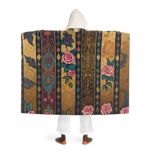 Rose of Sharon Hooded Sherpa Fleece Blanket