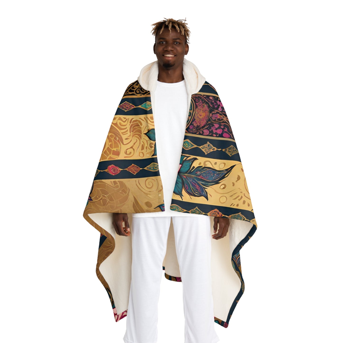 Rose of Sharon Hooded Sherpa Fleece Blanket