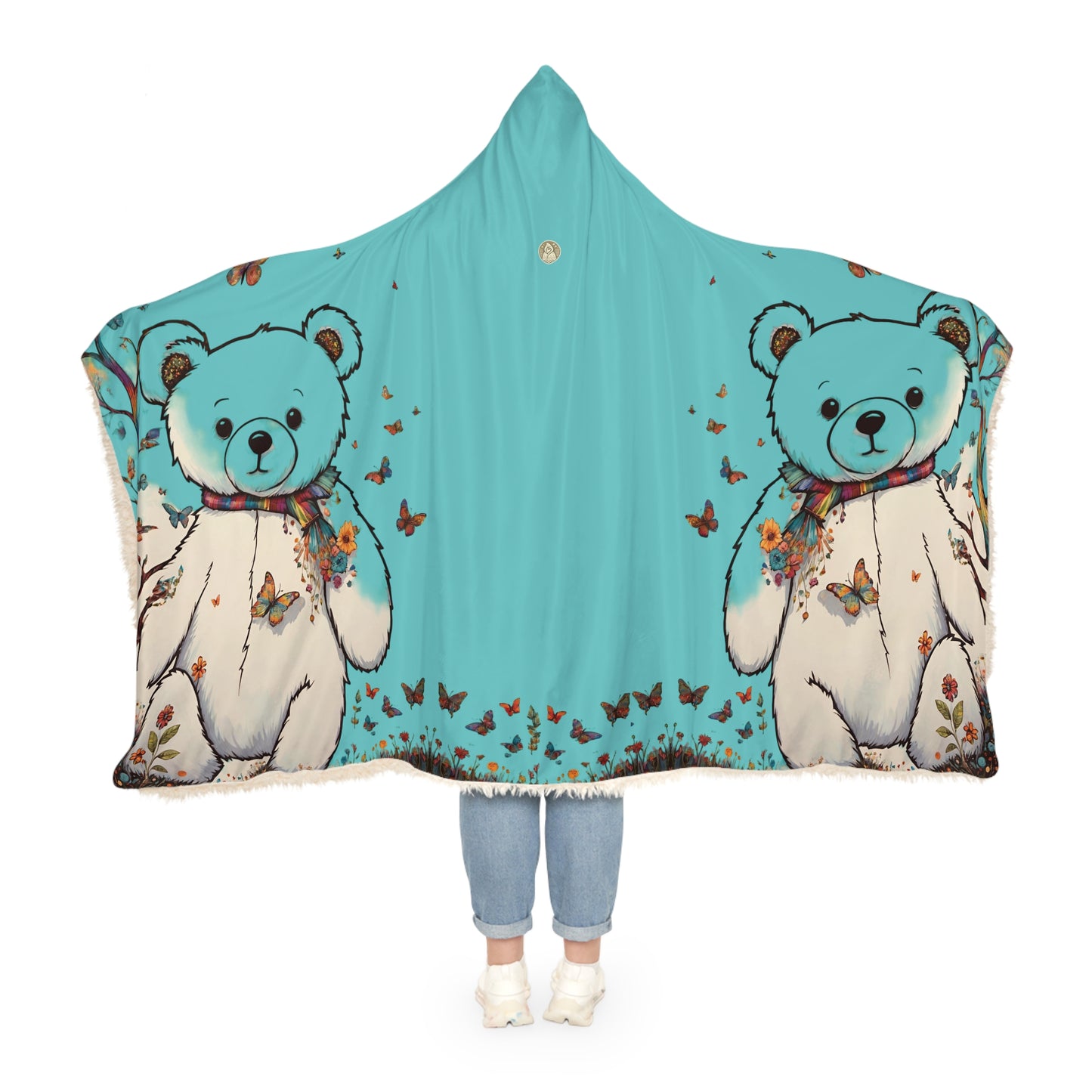 Fall Bear Turquoise Snuggle Blanket