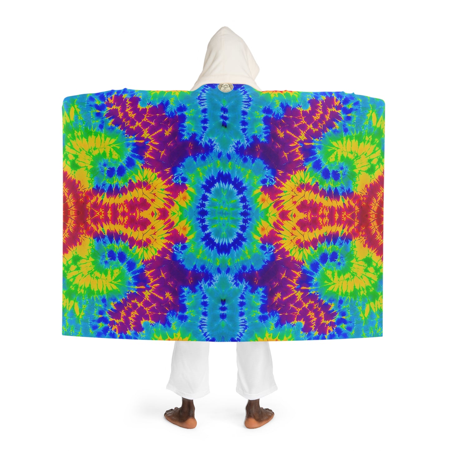 Electric Color Hooded Sherpa Fleece Blanket