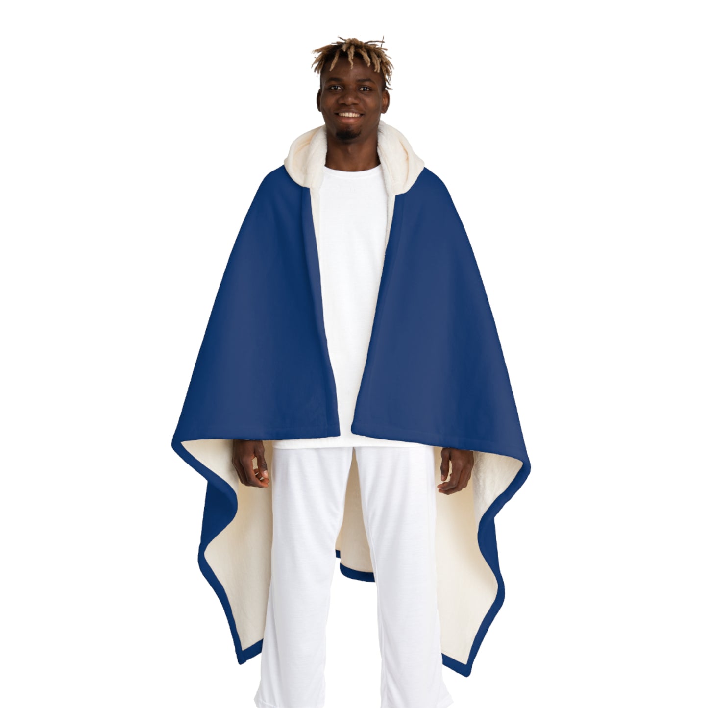 Blue Lux Hooded Sherpa Fleece Blanket