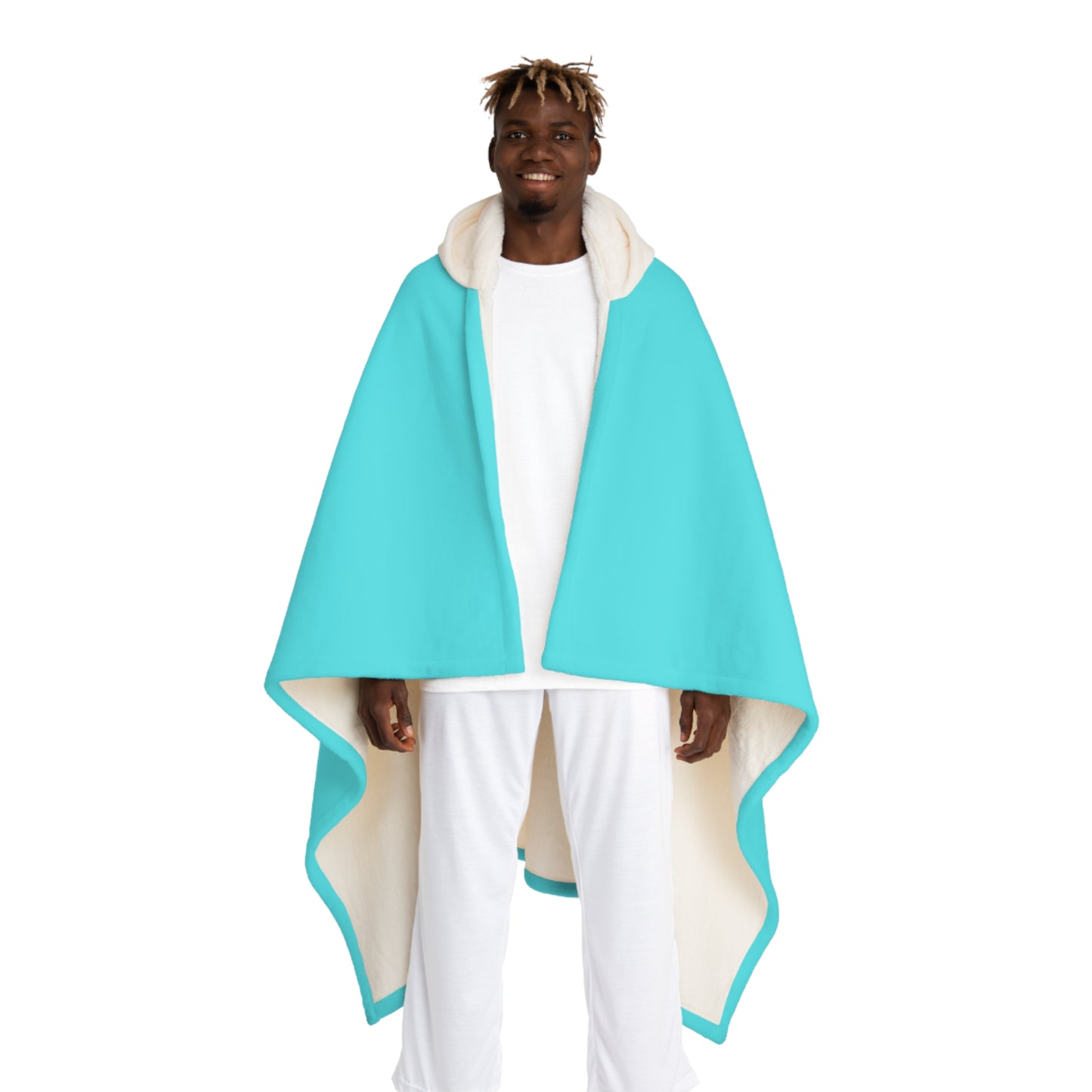 Caribbean Aqua Hooded Sherpa Fleece Blanket