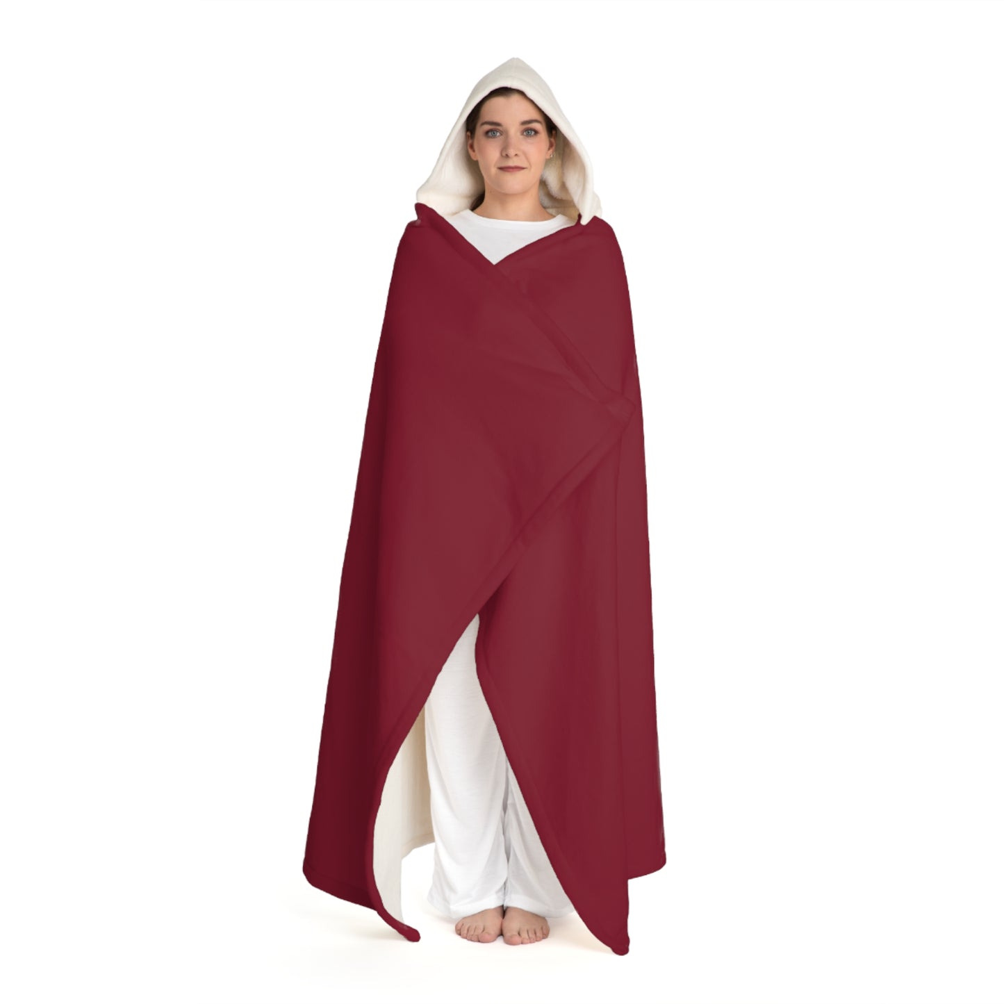 Boss Burgundy Hooded Sherpa Fleece Blanket