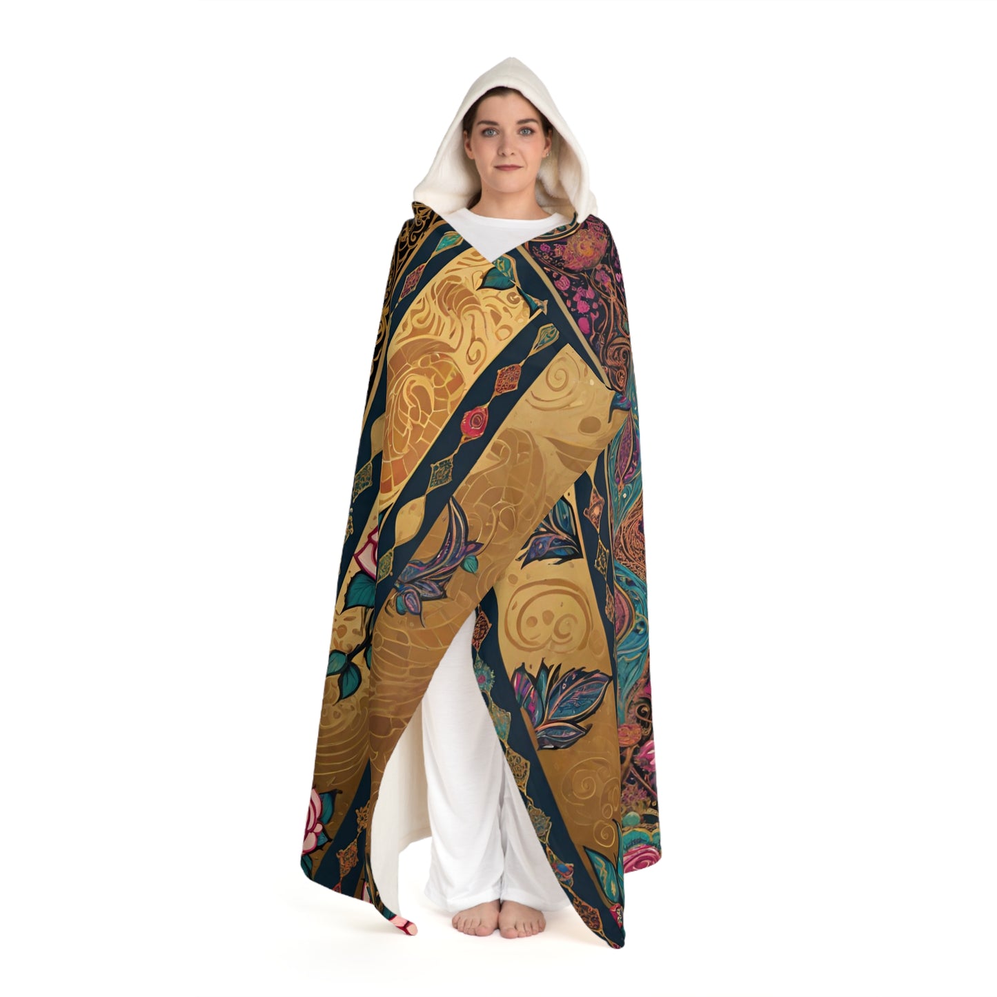 Rose of Sharon Hooded Sherpa Fleece Blanket