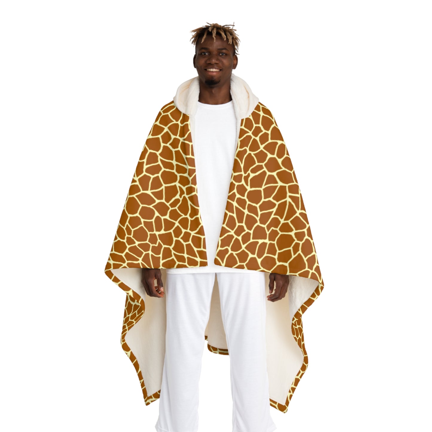 Giraffe Sunset Hooded Sherpa Fleece Blanket